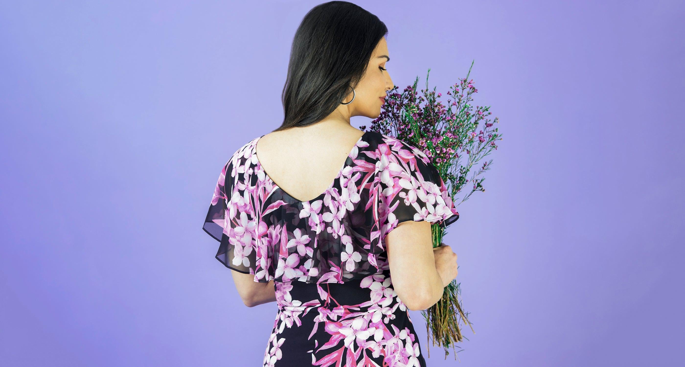 How to Wear a Dress in Different Seasons: Black Floral Print in