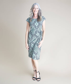 Ari Sage Mosaic Print Wrap Dress