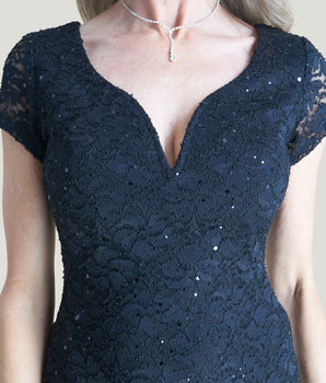 Gracie Black Sequin Lace Dress