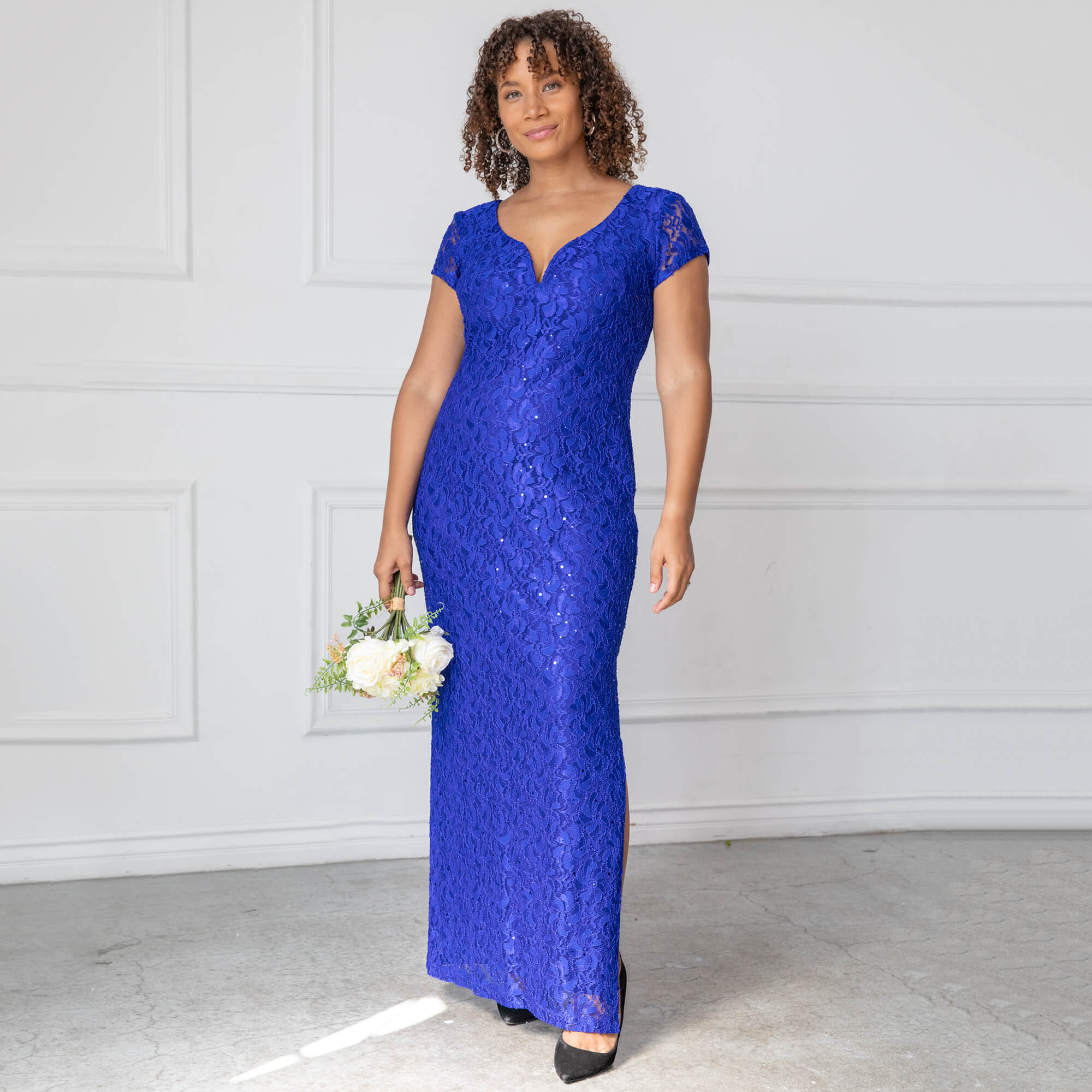 Grace Cobalt Sequin Lace Dress | Connected Apparel