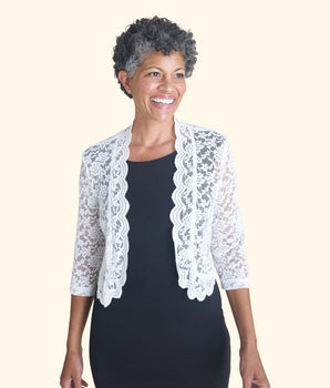 Talula Scalloped Lace White Shrug