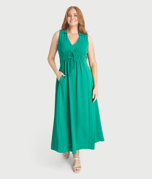 Jade Green Collared Maxi Dress