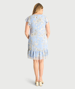 Ava Periwinkle Floral Chiffon Dress