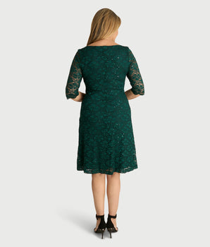 Camilla Hunter Green Sequin Lace Dress