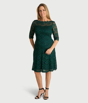 Camilla Hunter Green Sequin Lace Dress