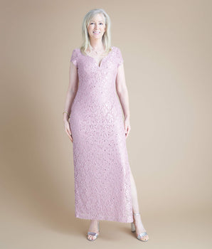 Grace Mauve Sequin Lace Dress