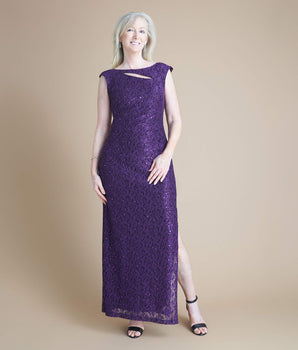 Details: -Sacramento green dress color -Glittery dress fabric -Embroidered  TMD purple flowers -Ball-gown dress shap…