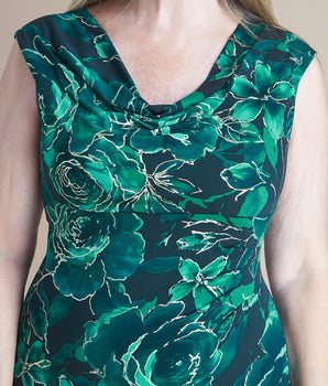 Tonya Hunter Green Cowl Neck Midi Dress