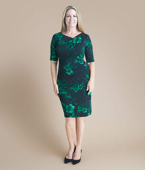 Carrie Hunter Green Asymmetrical Wrap Dress