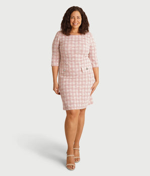 Nora Blush Plaid Sheath Dress