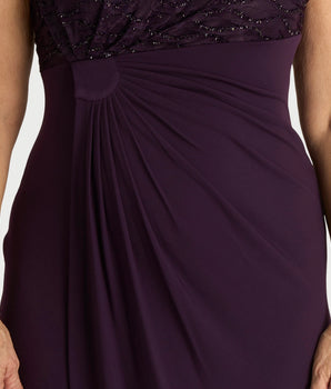 Lisa Aubergine Faux Wrap Dress