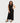 Lisa Rhinestone Detail Bar Black Long Faux Wrap Dress