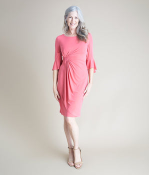 Lisa 2.0 New Coral Faux Wrap Dress