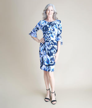 Lisa 2.0 Navy Floral Faux Wrap Dress