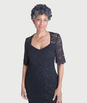 Meryl Black Sequin Lace Cocktail Dress