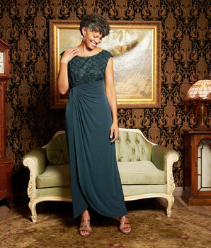 Lisa Dark Mallard Evening Floor Length Dress