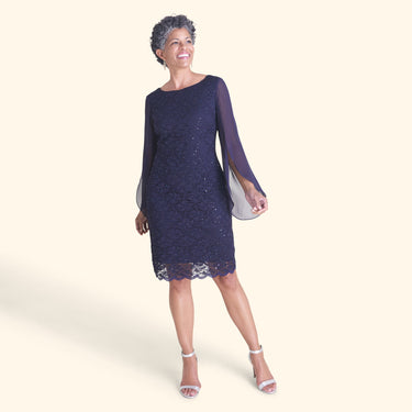 Stevie Navy Sequin Lace Dress – Connected Apparel