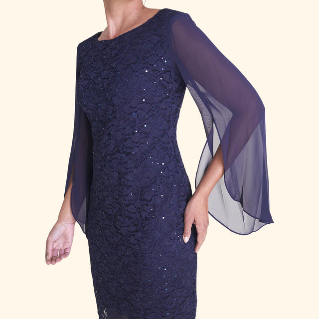 Stevie Navy Sequin Lace Dress – Connected Apparel