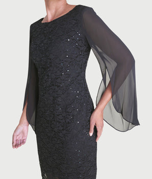 Stevie Black Sequin Lace Dress