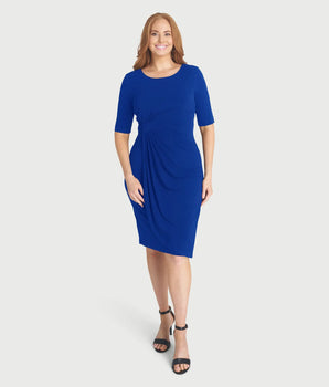 Lisa Deep Cobalt Faux Wrap Dress