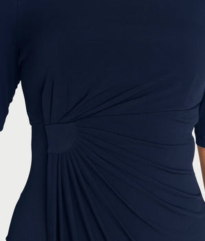 Lisa Navy Faux Wrap Dress