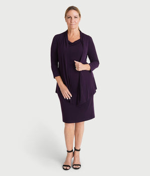 Effie Aubergine Cardigan Dress