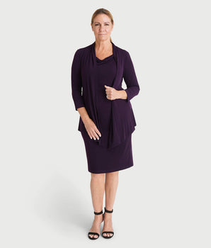 Effie Aubergine Cardigan Dress