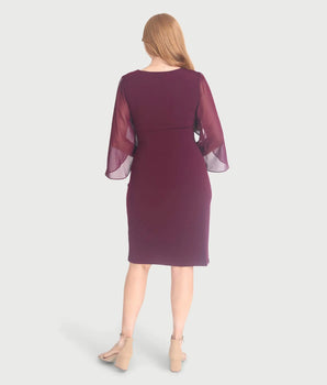 Lisette Bordeaux Faux Wrap Dress