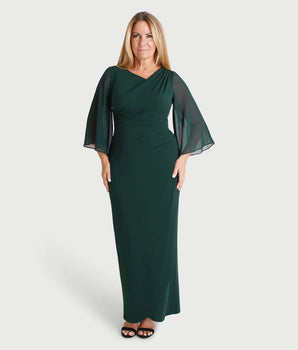 Carrie Hunter Green Asymmetrical Floor Length Dress