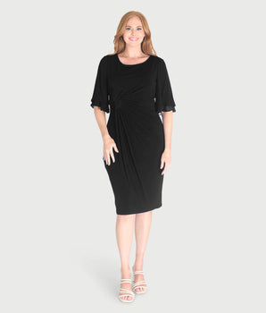 Genieve Black Faux Wrap Dress