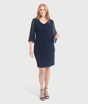 Tina 2.0 Navy Cowl Neck Dress