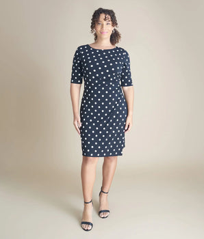 Liz Black Polka Dot Faux Wrap Dress