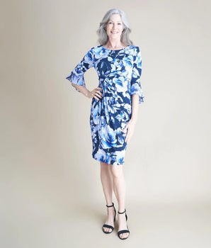 Lisa 2.0 Navy Floral Faux Wrap Dress