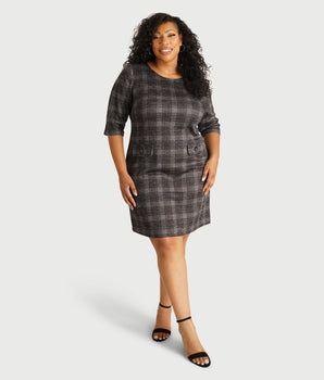 Noreen Black Plaid Sheath Dress