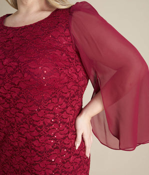 Stevie Scarlet Red Sequin Lace Dress