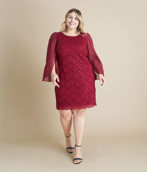 Stevie Scarlet Red Sequin Lace Dress