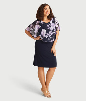 Alyssa Lavender Floral Cape Dress