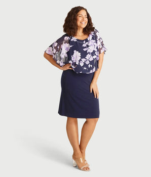 Alyssa Lavender Floral Cape Dress