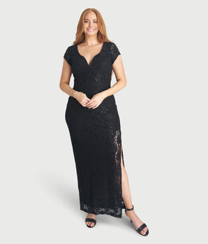 Grace Long Black Sequin Dress