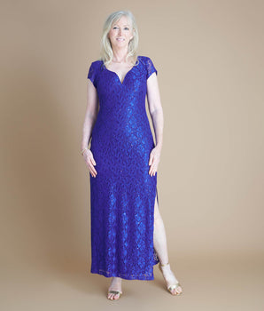 Grace Cobalt Sequin Lace Dress
