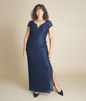 Grace Navy Sequin Lace Dress