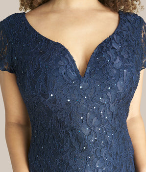 Grace Navy Sequin Lace Dress