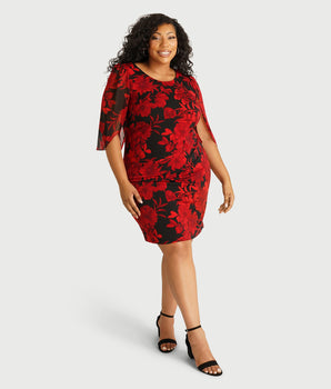 Stevie Red Floral Sheath Dress