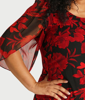 Stevie Red Floral Sheath Dress