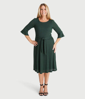 Mable Hunter Green A-Line Sweater Dress