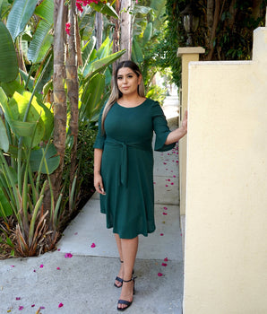 Mable Hunter Green A-Line Sweater Dress