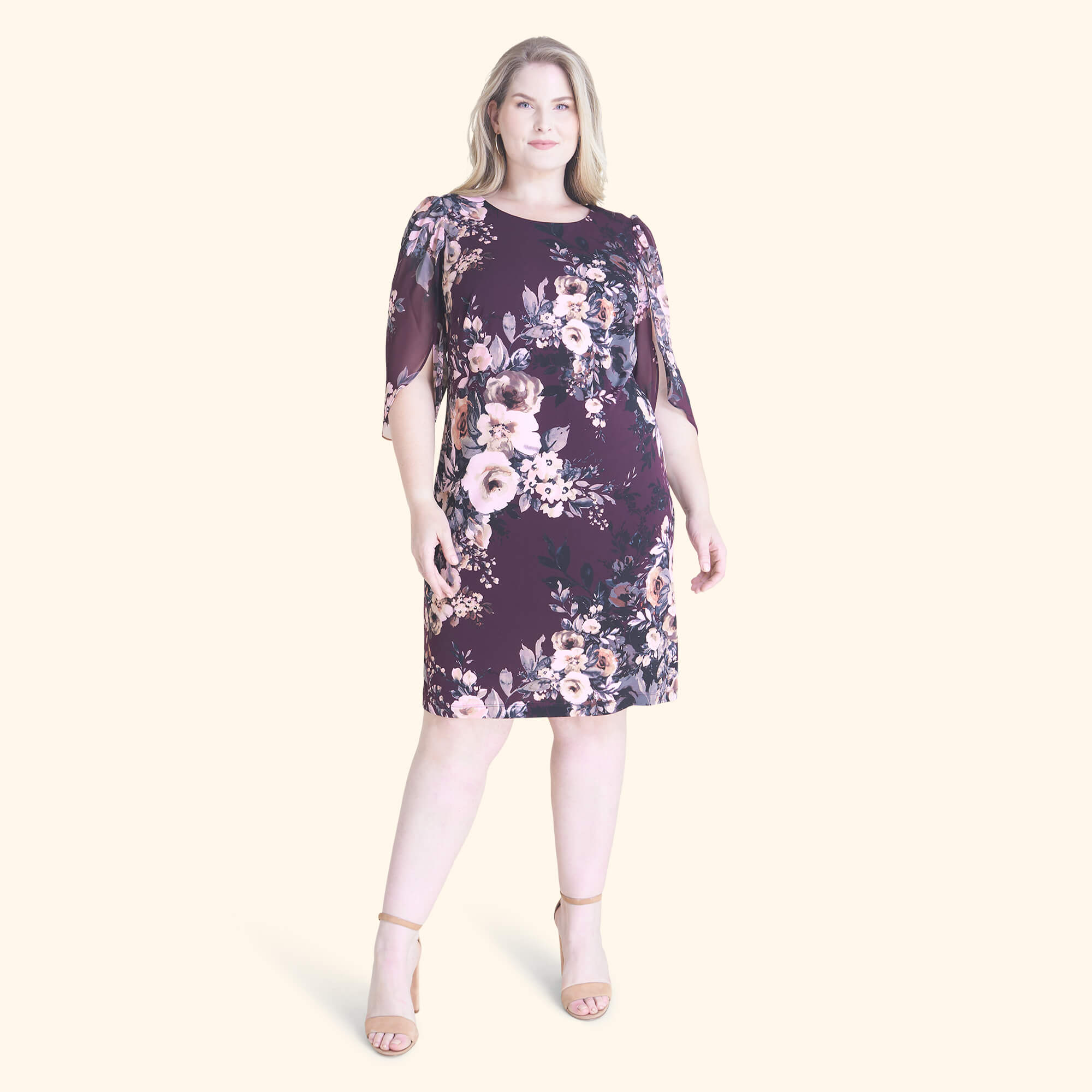 Stevie Dark Plum Floral Sheath Dress | Connected Apparel