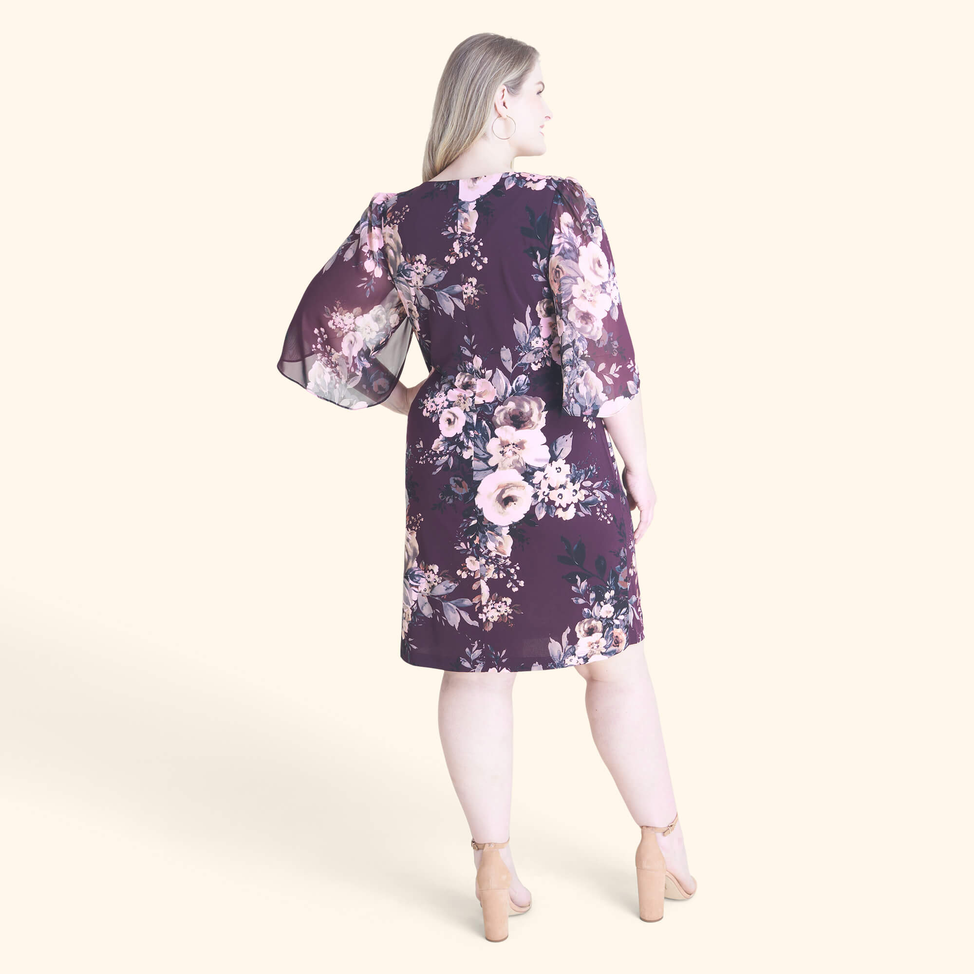 Stevie Dark Plum Floral Sheath Dress | Connected Apparel