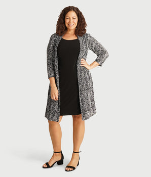 Monica Black Abstract Jacket Dress