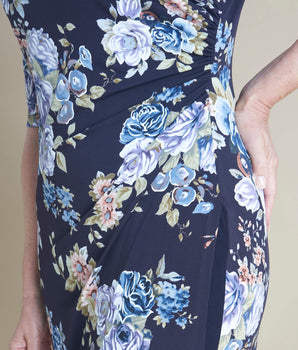 Kate Spade - Blue & Purple Floral Print Sheath Dress w/ Ruffles Sz 8 –  Current Boutique